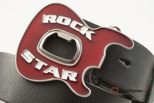 Кожаный ремень с пряжкой "ROCK STAR-BOTTLE OPENER" (Рок звезда с открывалкой для бутылок) - kupiremen.ru
