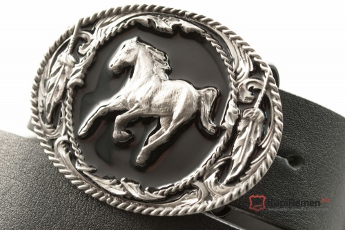 Кожаный ремень с пряжкой "RUNNING HORSE" (Бегущая лошадь) 3D - kupiremen.ru