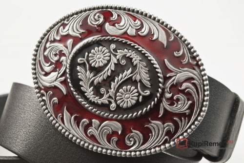Кожаный ремень с пряжкой "OVAL SCROLLS" (Овальные завитки) - kupiremen.ru