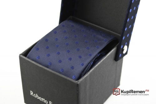 Синий узкий галстук Roberto Fzancrin в коробке - kupiremen.ru