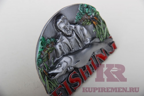Кожаный ремень с пряжкой "Рыбалка" - kupiremen.ru