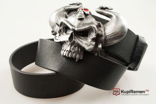 Кожаный ремень с пряжкой "Череп варвара" 3D - kupiremen.ru