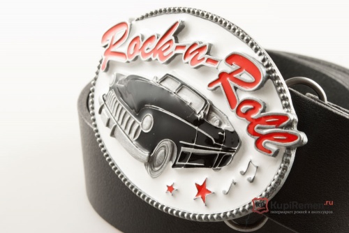 Кожаный ремень с пряжкой "ROCK&ROLL BLACK CAR"  - kupiremen.ru