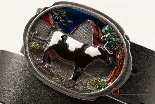 Кожаный ремень с пряжкой "COW" (Корова) 3D - kupiremen.ru