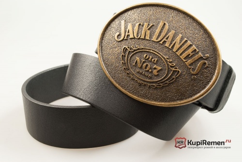 Кожаный ремень с пряжкой "JACK DANIEL'S GOLD OVAL" - kupiremen.ru