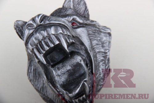 Кожаный ремень с пряжкой "Голова волка" 3D - kupiremen.ru