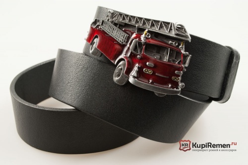 Кожаный ремень с пряжкой "FIRE ENGINE" (Пожарная машина) 3D - kupiremen.ru