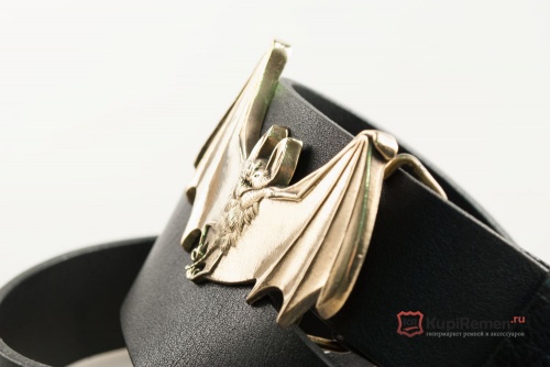 Кожаный ремень с пряжкой "BAT" (Золотая летучая мышь) 3D - kupiremen.ru