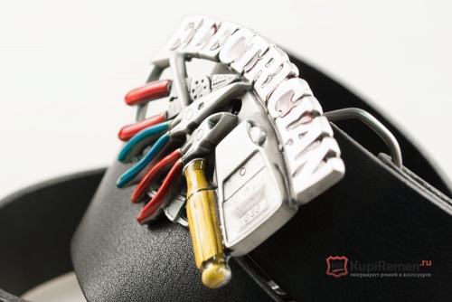 Кожаный ремень с пряжкой "ELECTRICIAN (TOOLS)" (Инструменты электрика) - kupiremen.ru