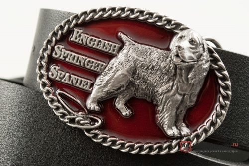 Кожаный ремень с пряжкой "ENGLISH SPRINGER SPANIEL" (Английский кокер-спаниель) 3D - kupiremen.ru