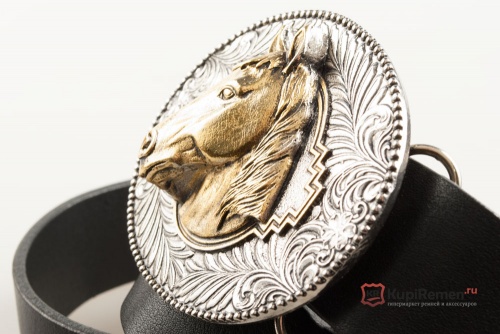 Кожаный ремень с пряжкой "HORSE HEAD" (голова лошади) 3D - kupiremen.ru