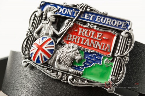 Ремень с пряжкой "DON'T LET EUROPE RULE BRITANNIA " (Не позволяйте Европе править Британией) 3D - kupiremen.ru