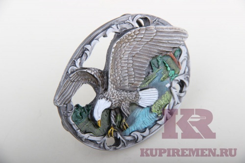 Кожаный ремень с пряжкой "Орёл над рекой" - kupiremen.ru