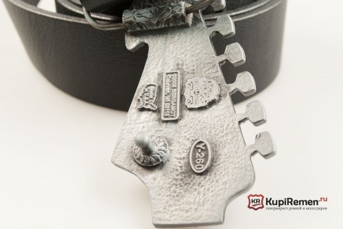 Кожаный ремень с пряжкой "LEAD GUITAR HEAD" (Голова соло-гитары) 3D - kupiremen.ru