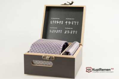 Мужской галстук с нагрудным платком Roberto Fzancrin в деревянной коробке - kupiremen.ru