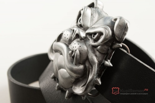 Ремень с литой пряжкой "Голова бульдога" 3D - kupiremen.ru