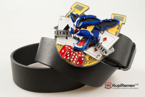 Кожаный ремень с пряжкой "Lucky Seven" 3D - kupiremen.ru