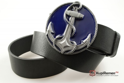 Кожаный ремень с пряжкой "ANCHOR" (якорь) - kupiremen.ru