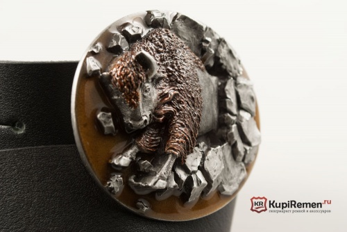 Кожаный ремень с пряжкой "BUFFALO" (Бизон) 3D - kupiremen.ru