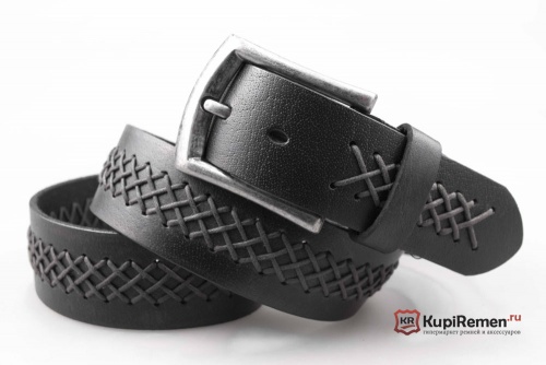 Кожаный  ремень для джинс с плетением - kupiremen.ru