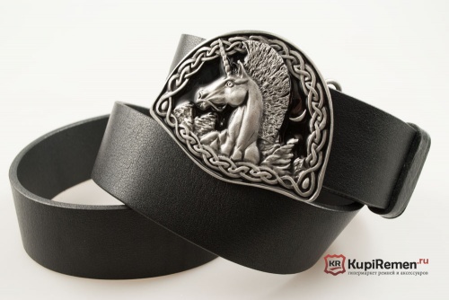 Кожаный ремень с пряжкой "CELTIC UNICORN" (Кельтский единорог) 3D - kupiremen.ru