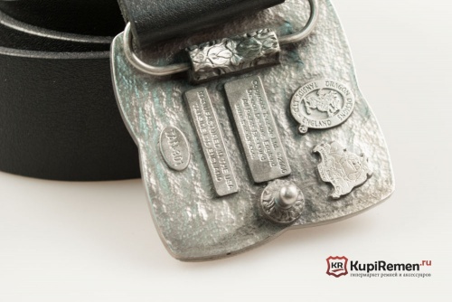 Кожаный ремень с пряжкой "Орнамент красный" - kupiremen.ru