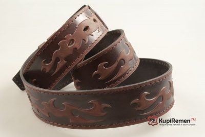 Узорный широкий кожаный ремень NS belt с аппликацией - kupiremen.ru
