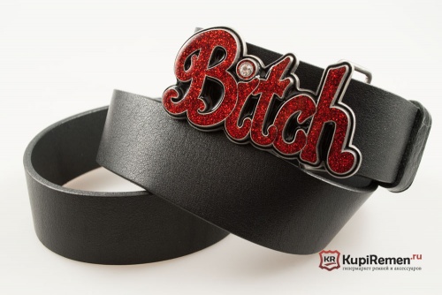 Кожаный ремень с пряжкой "BITCH" - kupiremen.ru