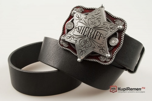 Ремень кожаный с прягой  "SHERIFF" (Шериф) - kupiremen.ru
