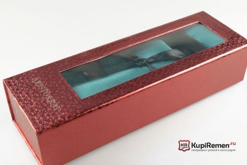 Мужской бирюзовый галстук ARISTOKRAT с нагрудным платком в коробке - kupiremen.ru