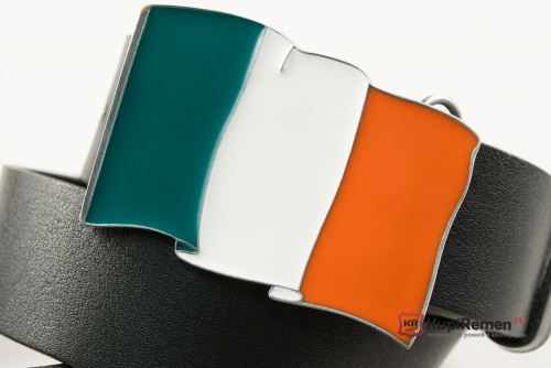 Кожаный ремень с пряжкой "FLAG - IRISH" (Ирландский флаг) - kupiremen.ru