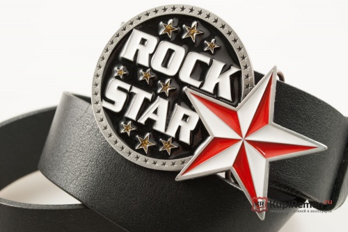 Кожаный ремень с пряжкой "Rock STAR" (Рок звезда) - kupiremen.ru