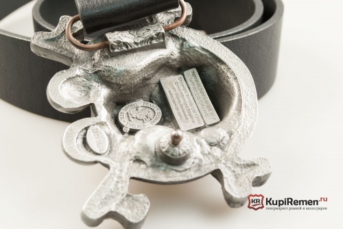 Кожаный ремень с пряжкой "SKULL AND RUNES" (Череп с костями) 3D - kupiremen.ru