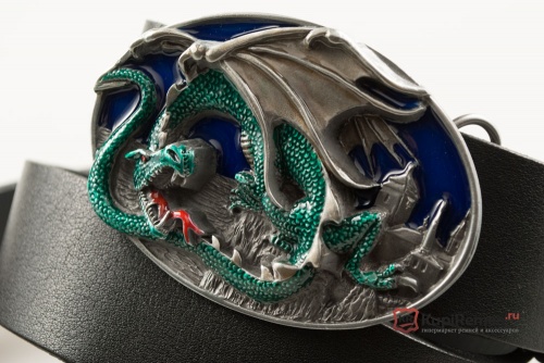 Кожаный ремень с пряжкой "DRAGON AND CASTLE" (Дракон и замок) 3D - kupiremen.ru