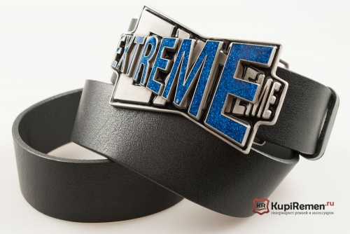 Кожаный ремень с пряжкой "EXTREME" (Экстрим) - kupiremen.ru