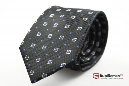 Чёрный мужской галстук Millionaire classic с квадратами - kupiremen.ru