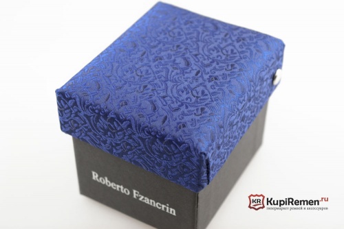 Узкий галстук в коробке Roberto Fzancrin синего цвета - kupiremen.ru