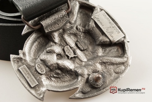 Кожаный ремень с пряжкой "Череп с поршнями и колёсами" - kupiremen.ru