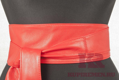 Красный кожаный кушак (8 см) - kupiremen.ru