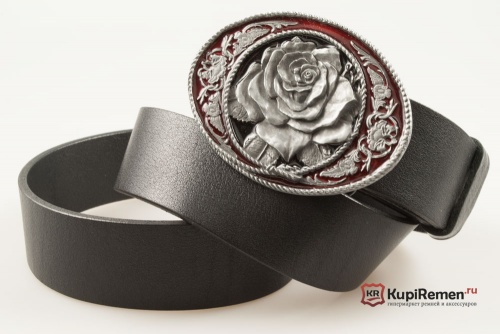 Ремень кожанный "Роза с орнаментом" 3D - kupiremen.ru