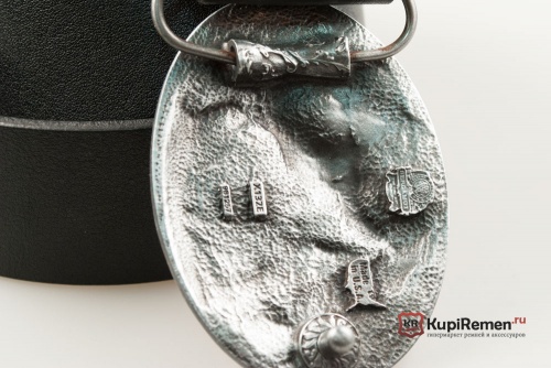Кожаный ремень с пряжкой "EAGLE CLUTCHING FLAG" (Орёл с флагом) 3D - kupiremen.ru