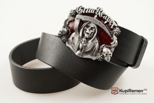 Кожаный ремень с пряжкой "GRIM REAPER" (Смерть с косой) - kupiremen.ru