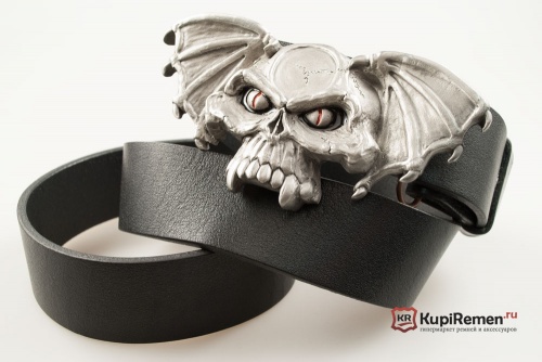 Ремень "Череп летучий мыши с крыльями" 3D - kupiremen.ru