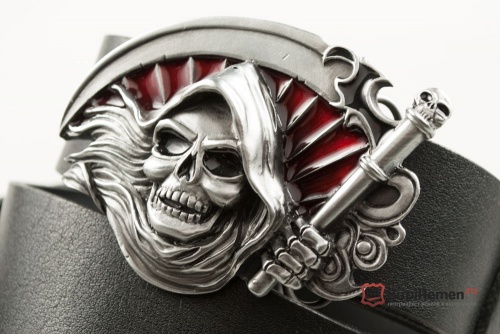 Кожаный ремень с пряжкой "GRIM REAPER" (Смерть с косой) 3D - kupiremen.ru