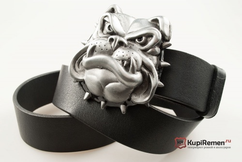 Ремень с литой пряжкой "Голова бульдога" 3D - kupiremen.ru