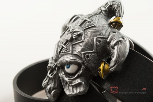 Кожаный ремень с пряжкой "JOKER SKULL" (Череп шута) 3D - kupiremen.ru