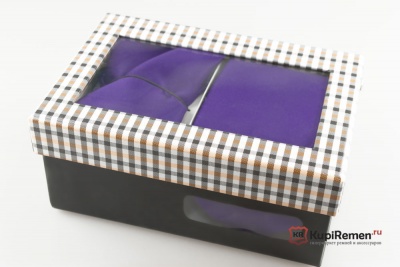Ярко-фиолетовый мужской галстук с нагрудным платком в коробке - kupiremen.ru