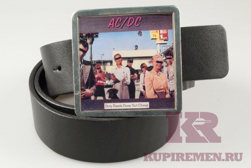 Кожаный ремень с пряжкой "AC/DC" (ЭйCи ДиСи) - kupiremen.ru