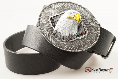 Кожаный ремень с пряжкой "Голова орла" 3D - kupiremen.ru