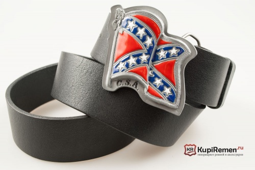 Ремень с пряжкой "Флаг конфедерации" 3D - kupiremen.ru
